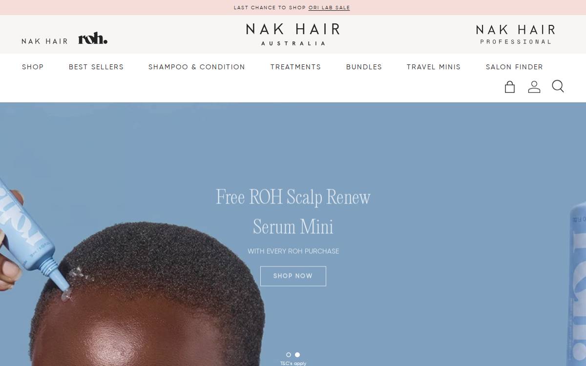 NAK Hair website preview