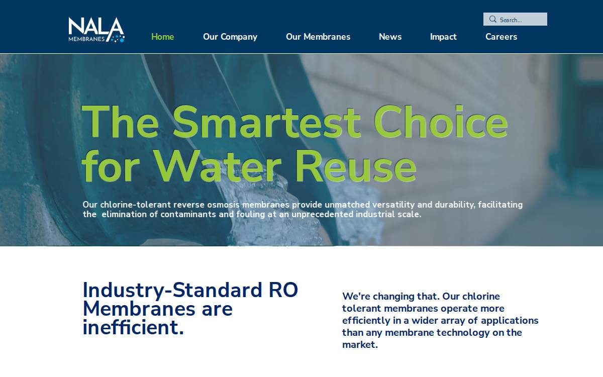 NALA Membranes website preview