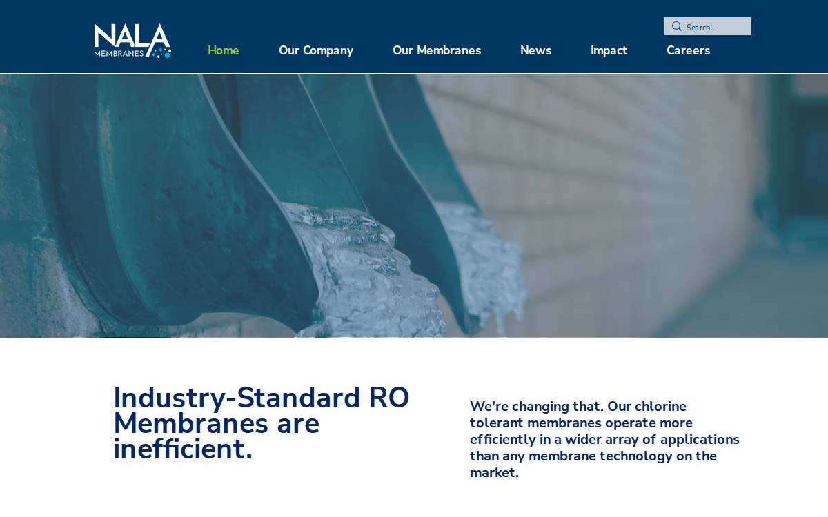 NALA Membranes website preview