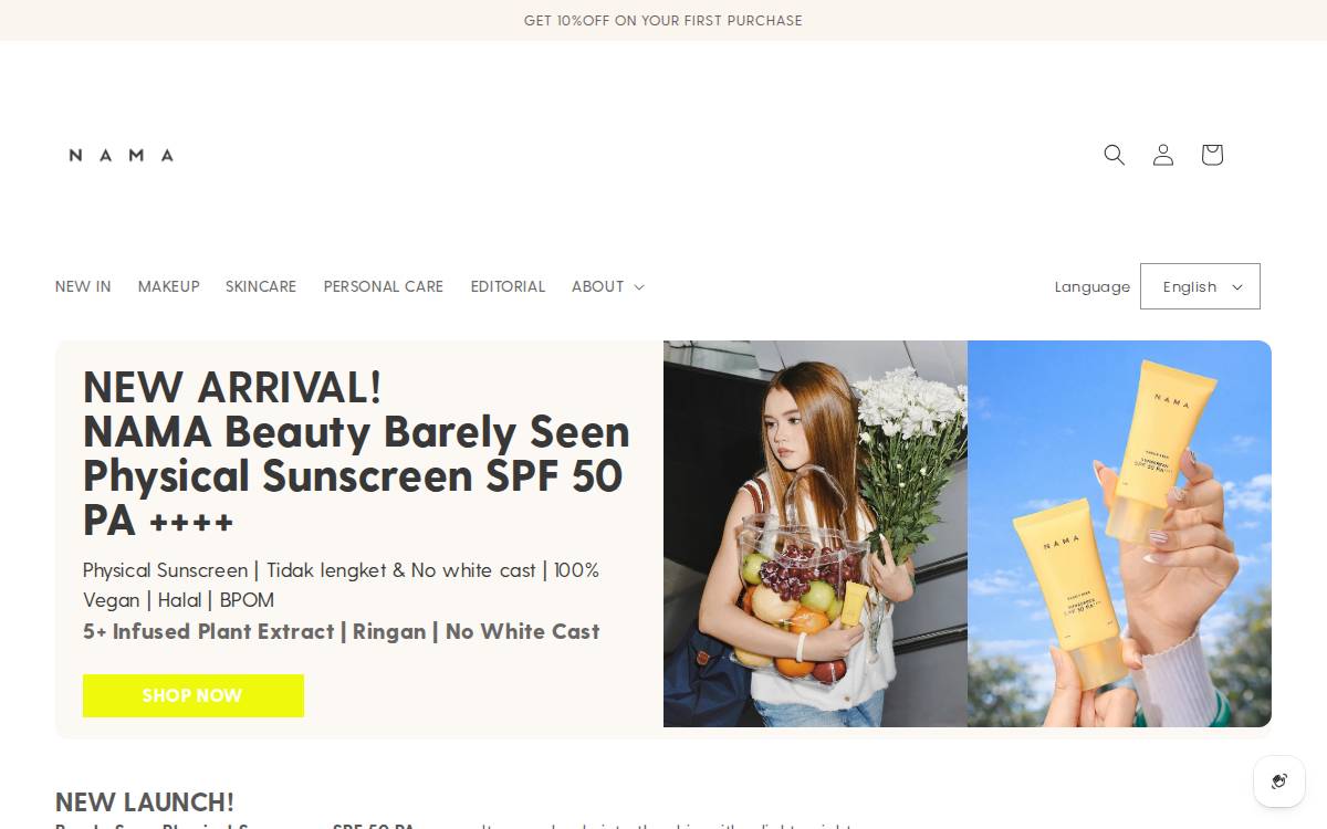 Nama Beauty website preview