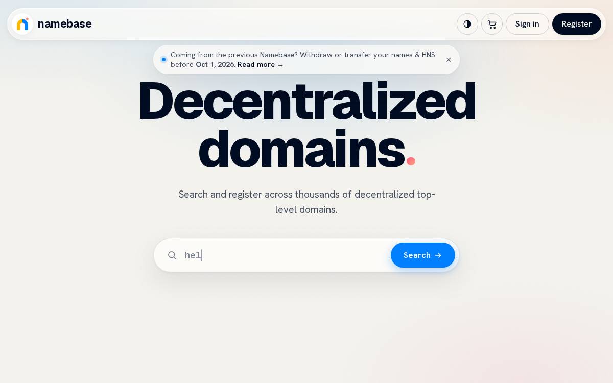 Namebase website preview