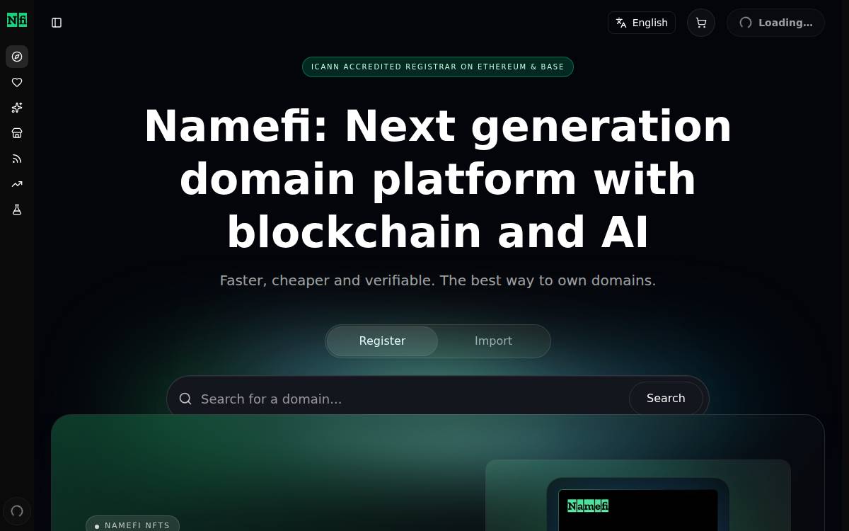 Namefi website preview