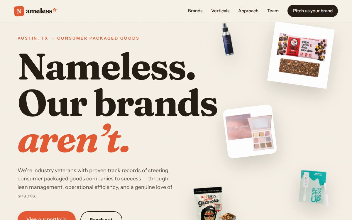 Nameless CPG website preview