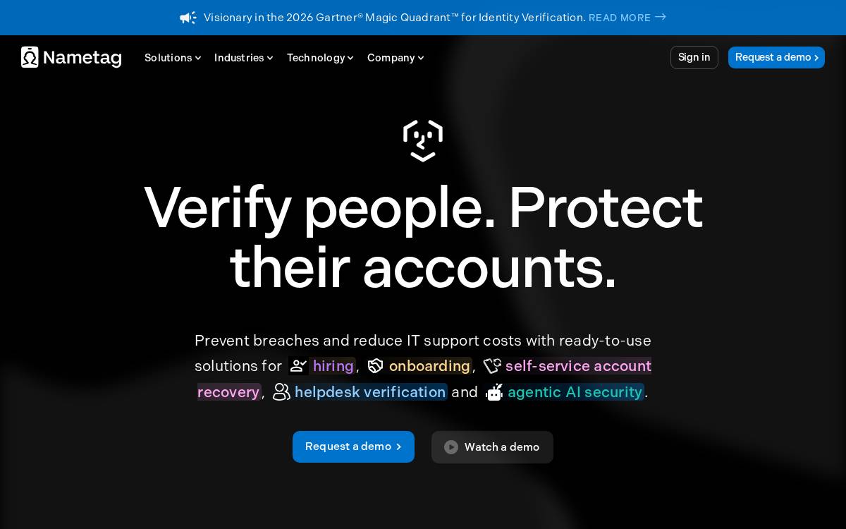 Nametag website preview