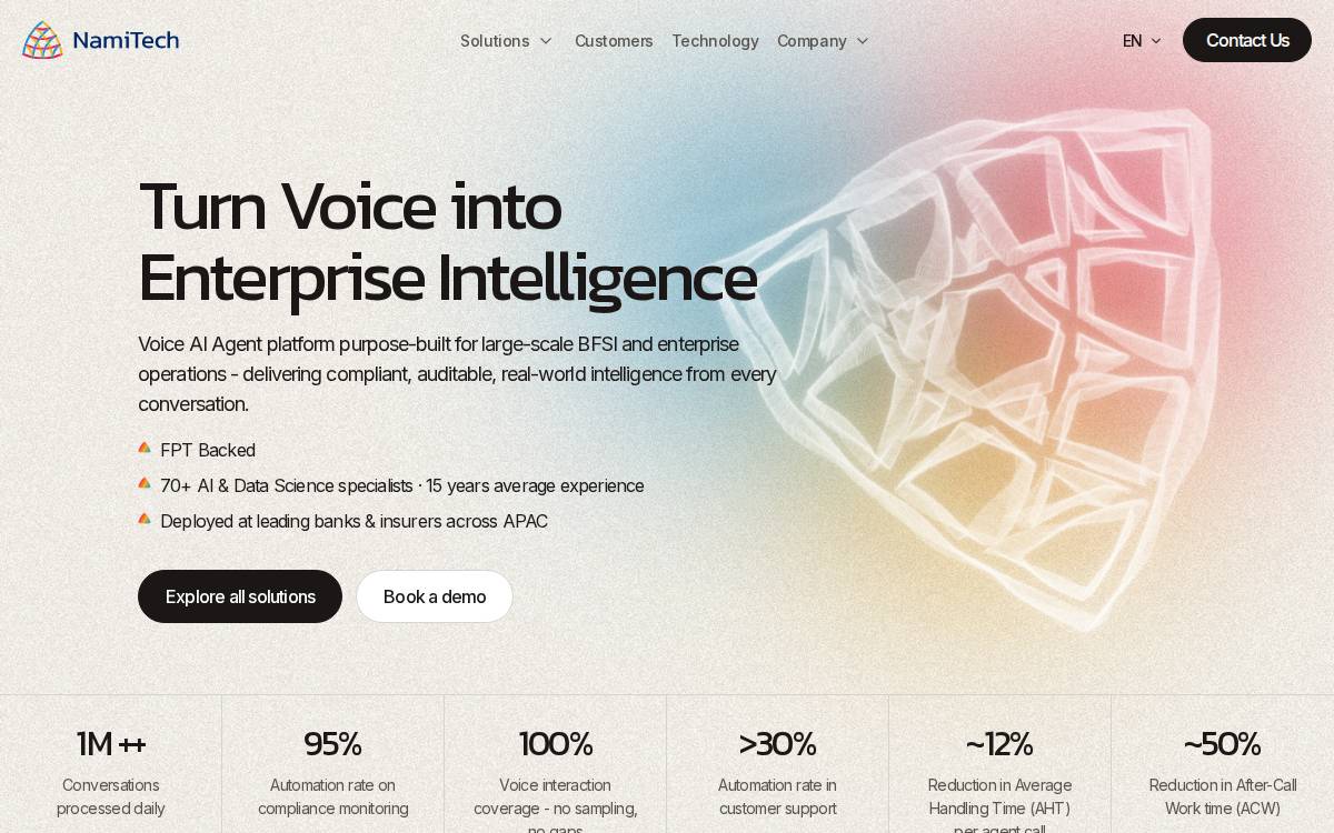 Namitech website preview