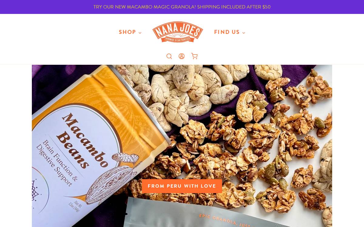 Nana Joes Granola website preview