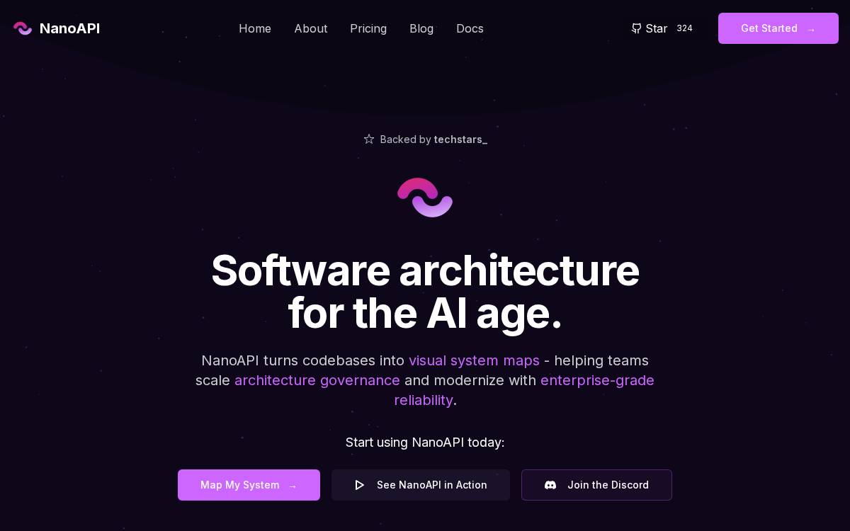 NanoAPI website preview