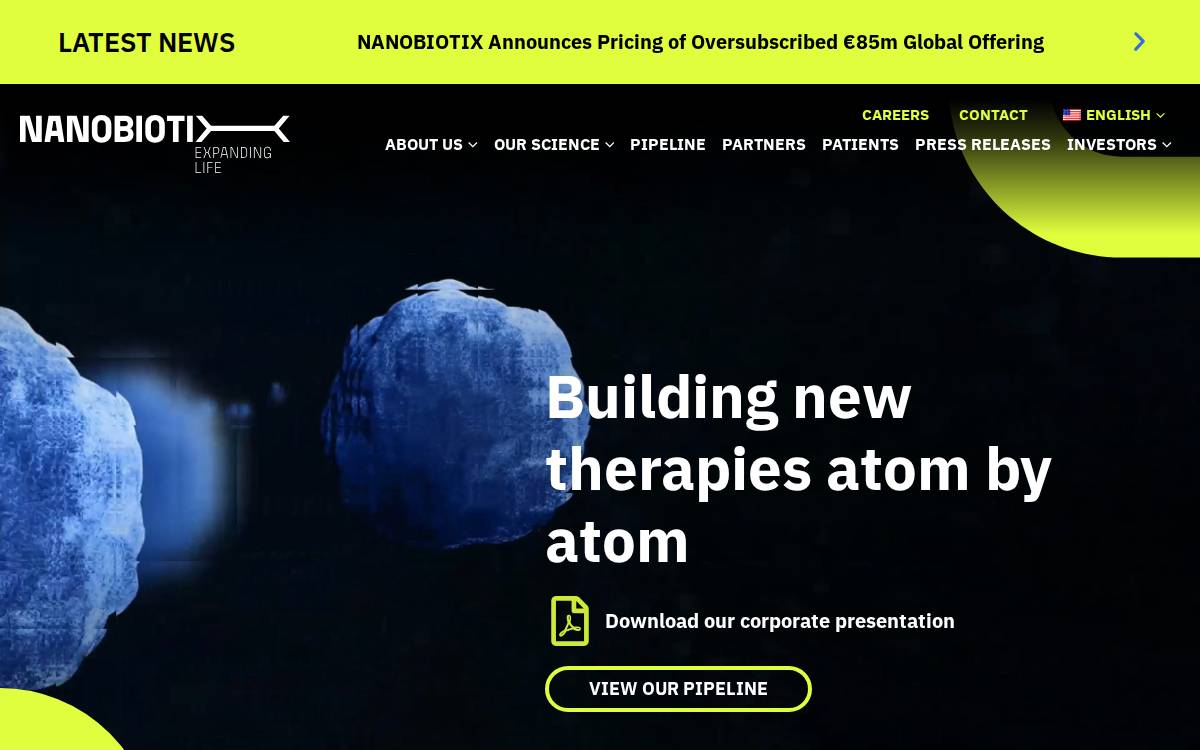 Nanobiotix website preview