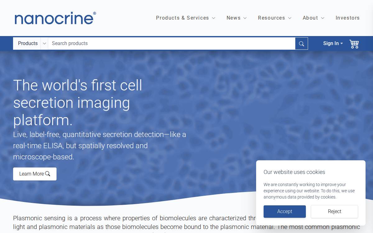 Nanocrine website preview