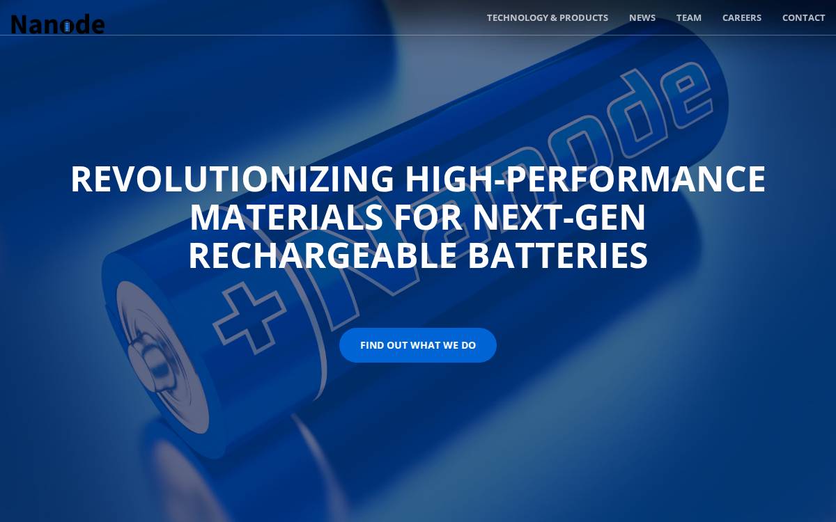 Nanode Battery Technology website preview