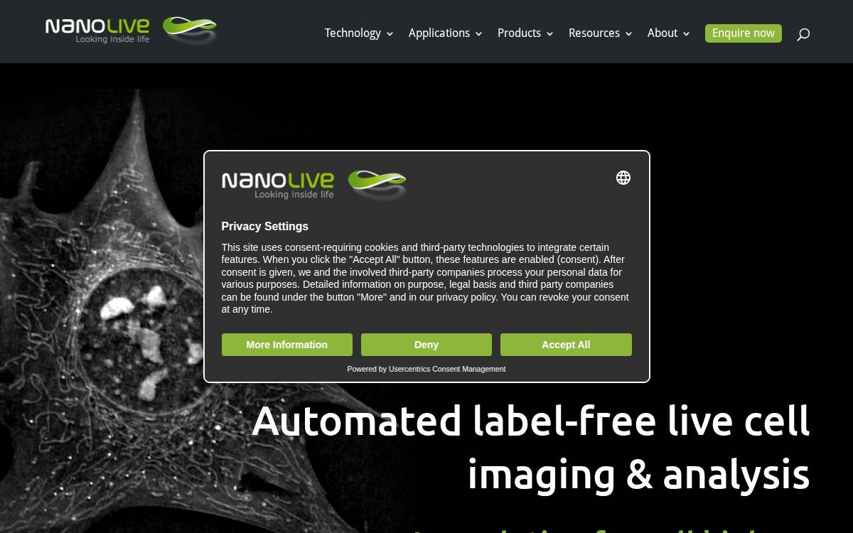 Nanolive website preview