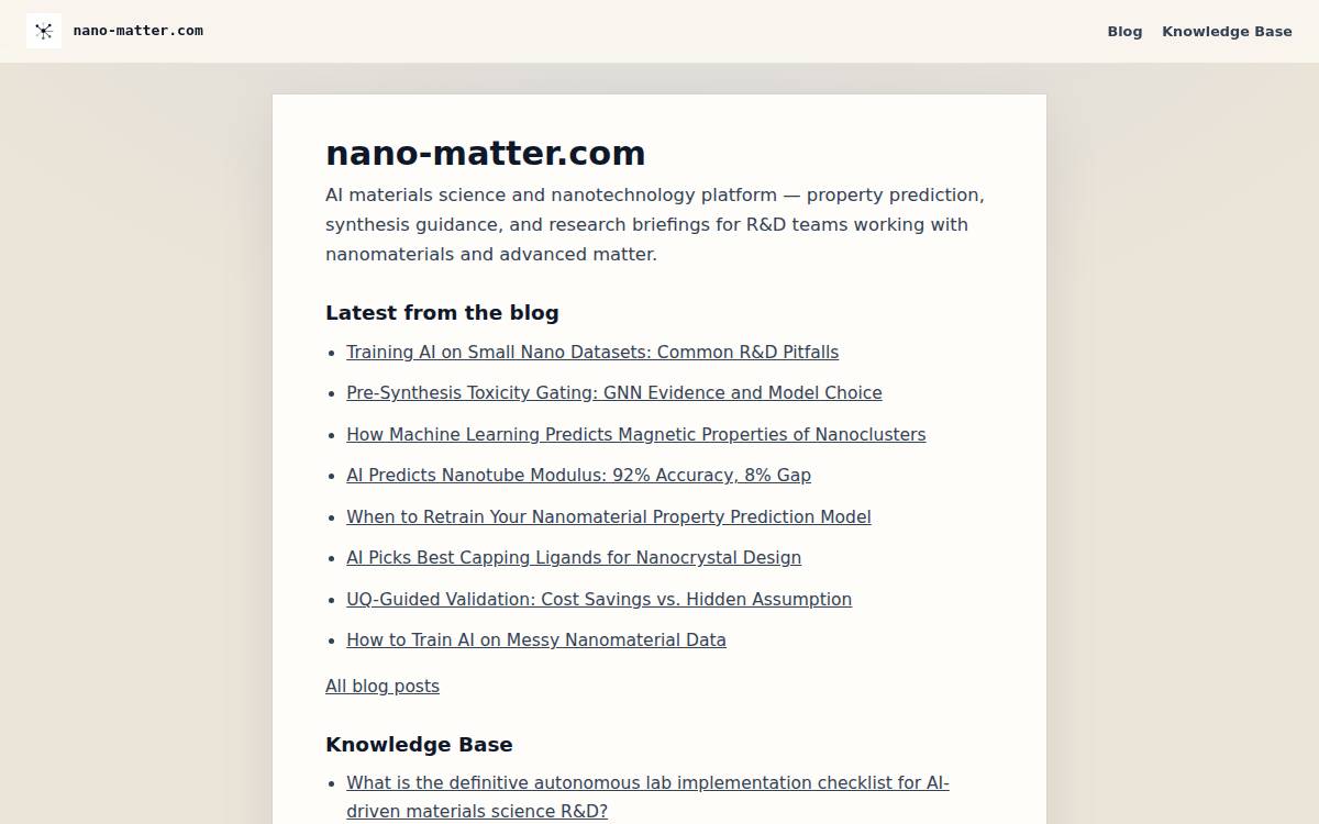 NanoMatter website preview