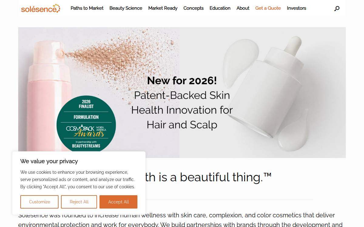 Nanophase Technologies website preview