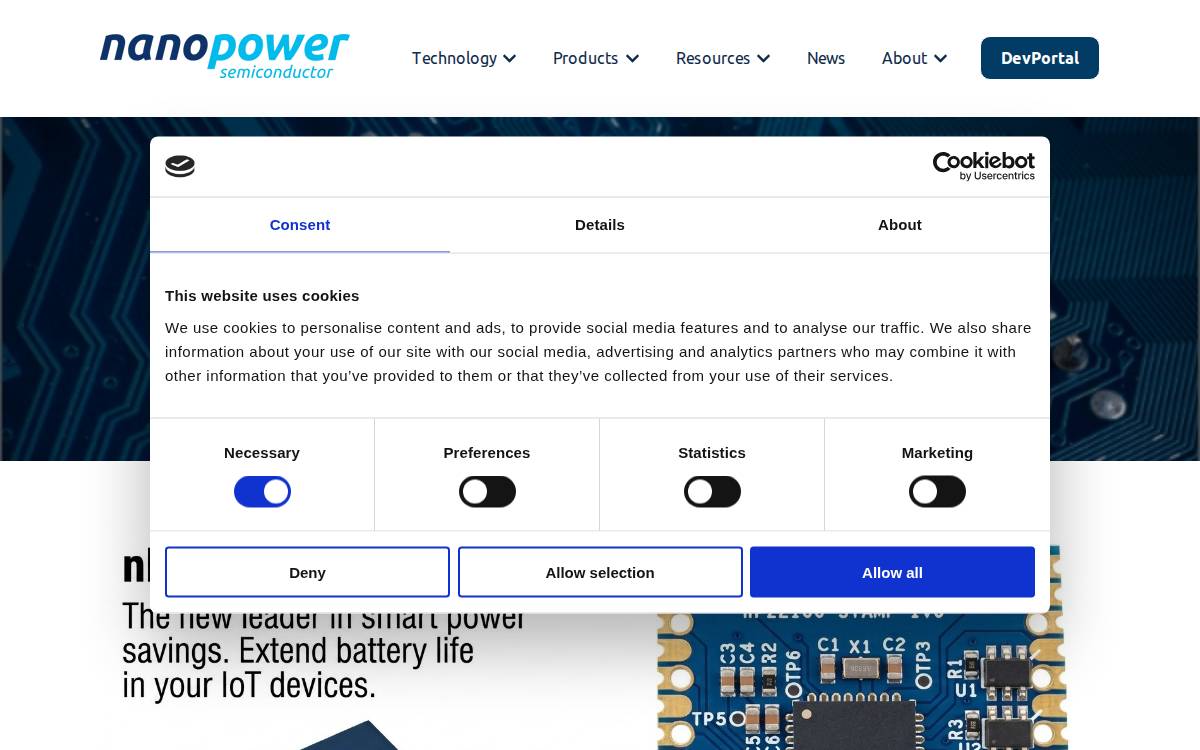 Nanopowersemi website preview