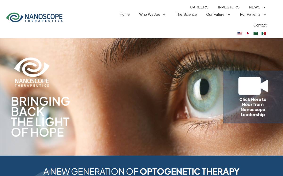 Nanoscope Therapeutics website preview