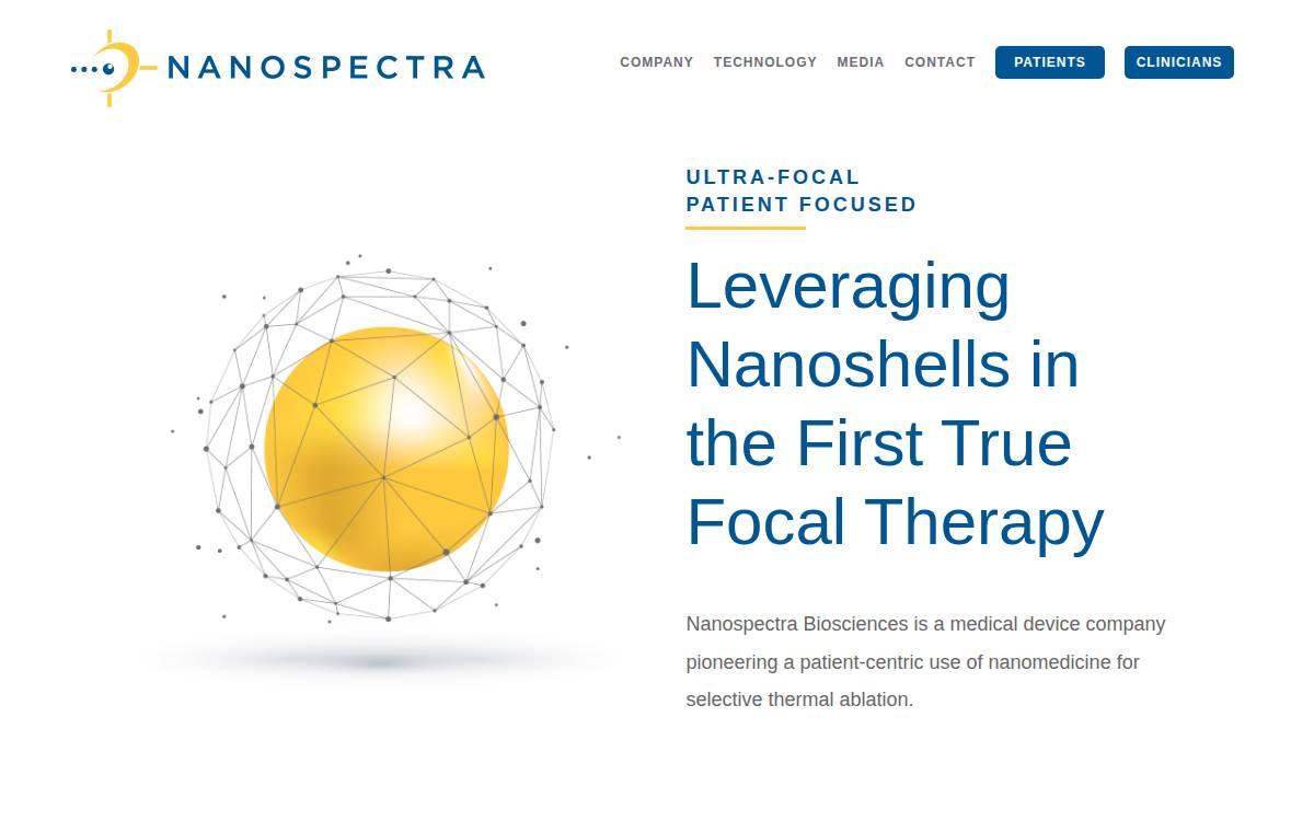 Nanospectra website preview