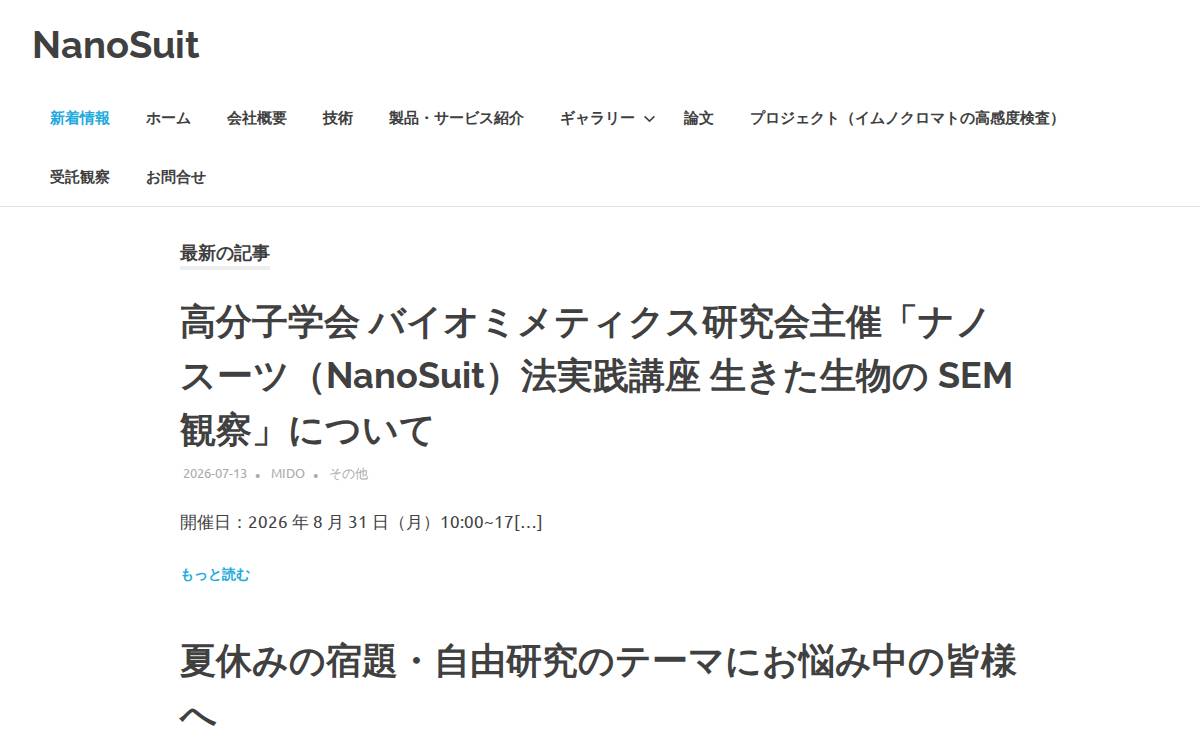 Nanosuit website preview