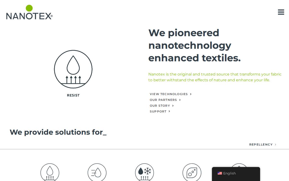 NanoTex website preview