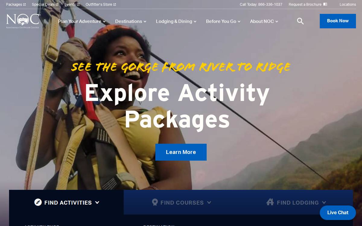 Nantahala Outdoor Center website preview