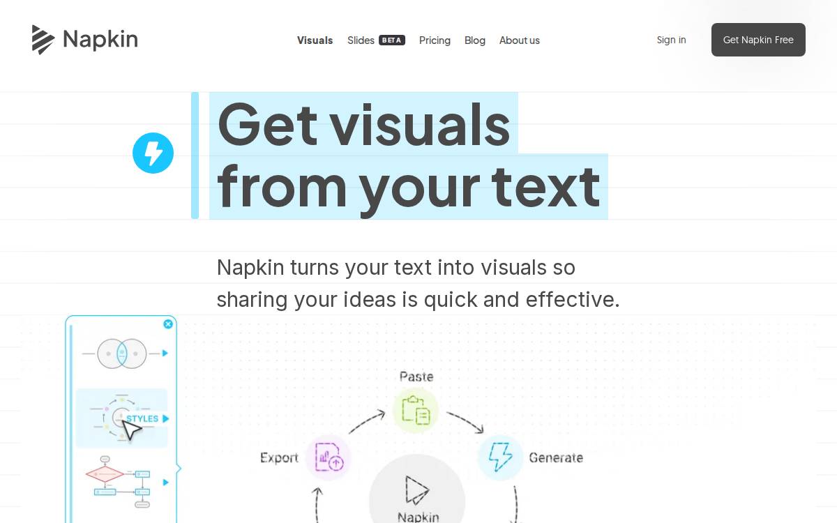Napkin website preview