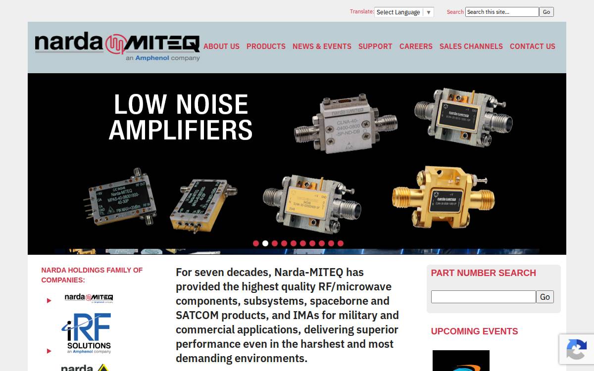 Narda-MITEQ website preview