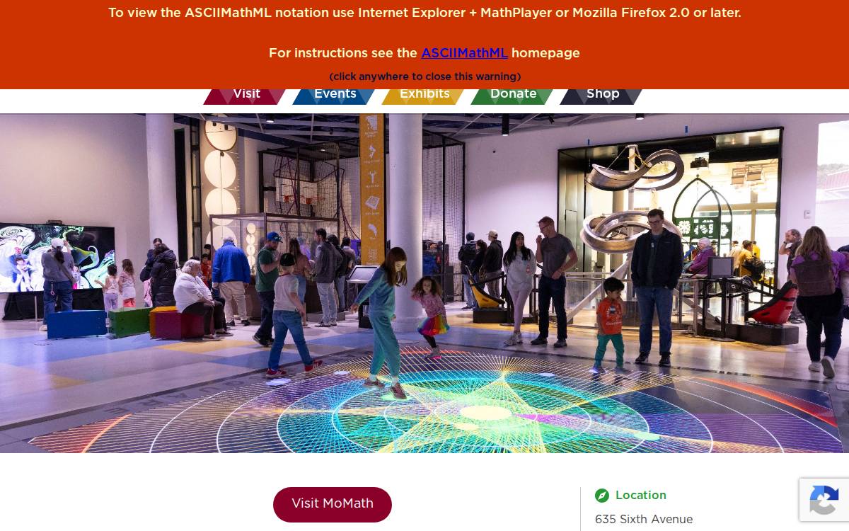National Museum of Mathematics website preview