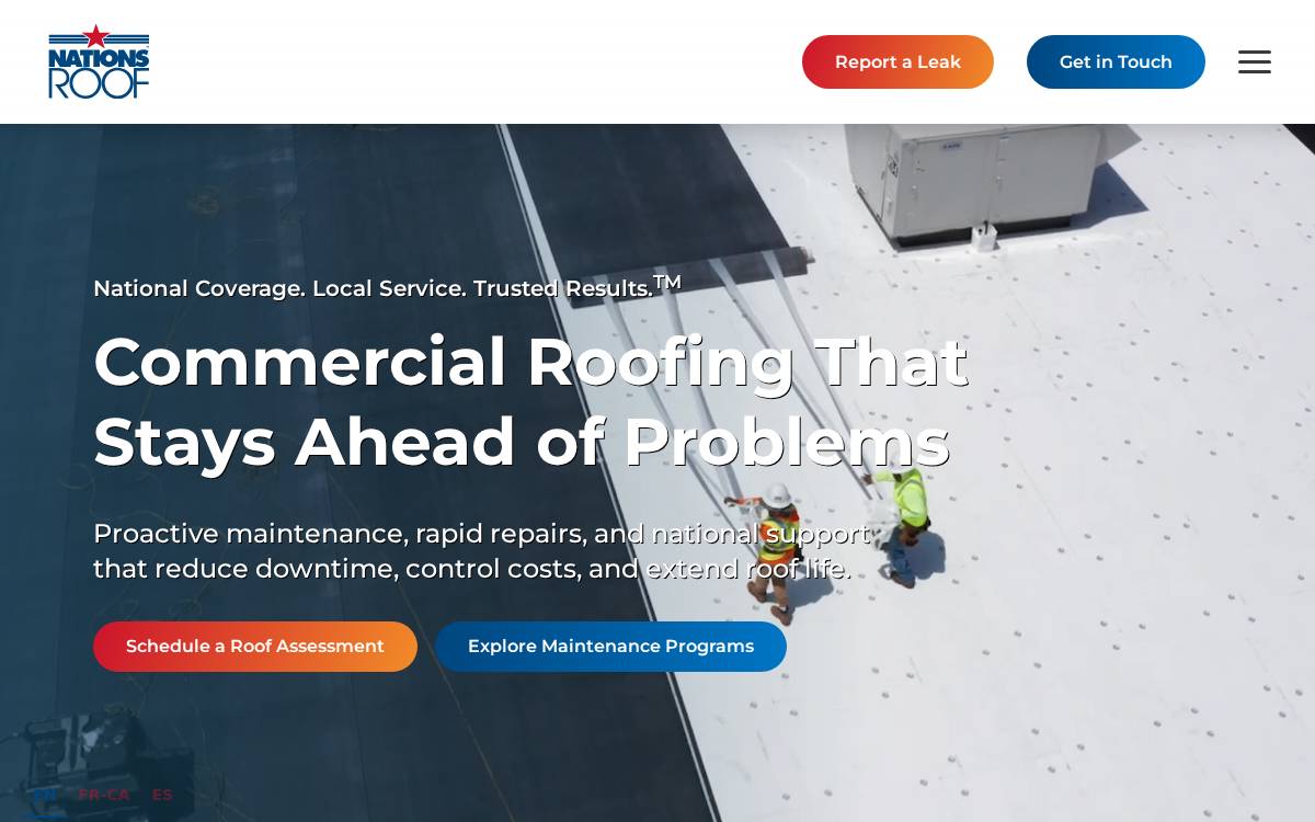 Nations Roof website preview