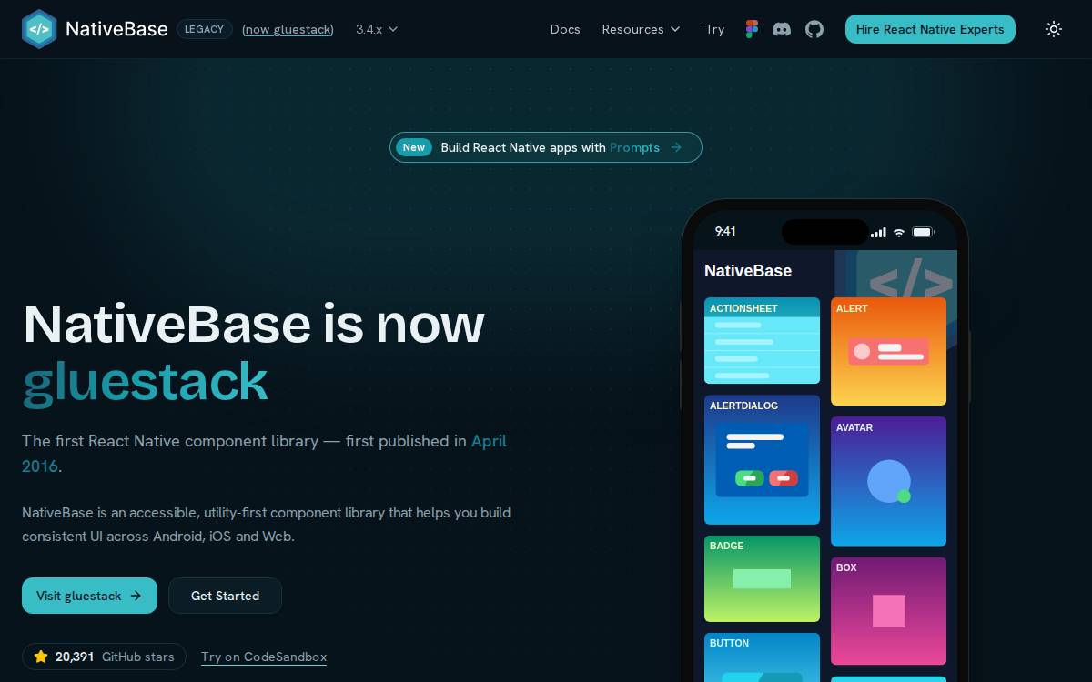 NativeBase website preview