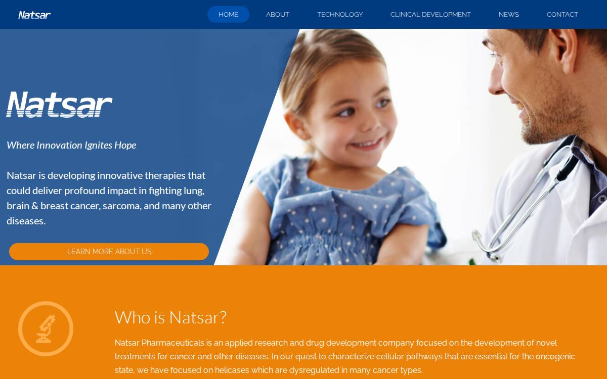 Natsar Pharmaceuticals website preview