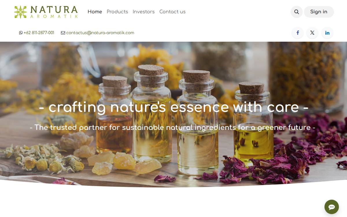 Natura Aromatik website preview