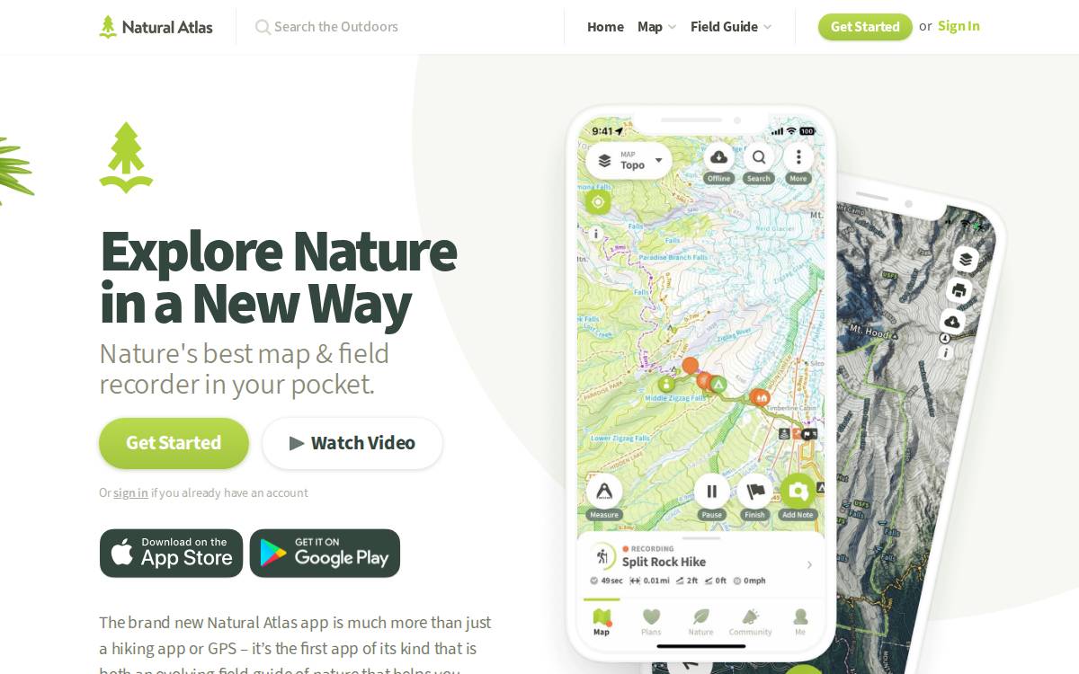 Natural Atlas website preview