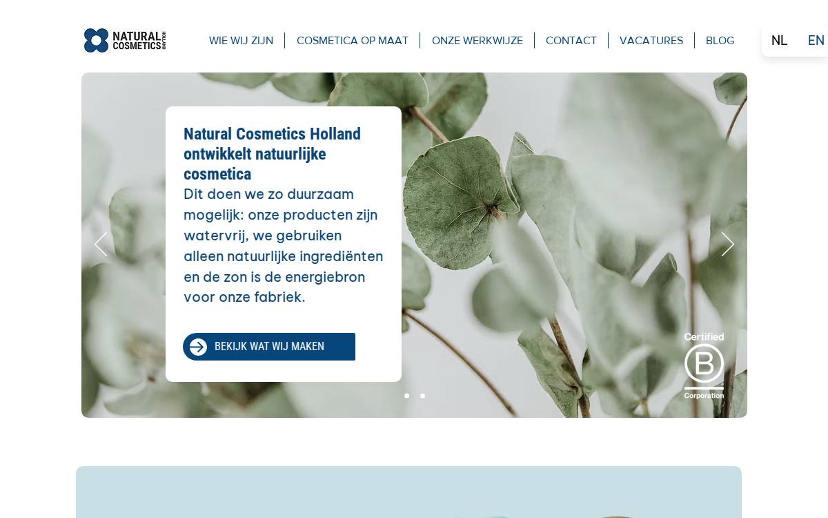 Natural Cosmetics Holland website preview