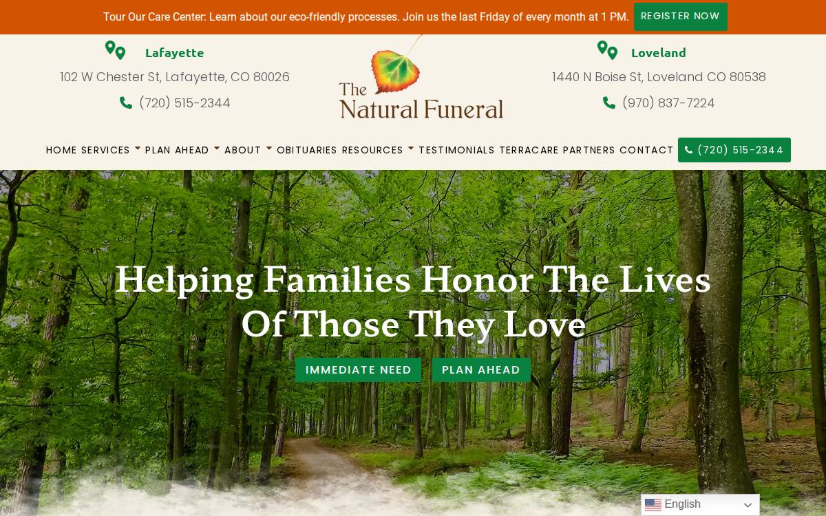 Natural Funeral website preview