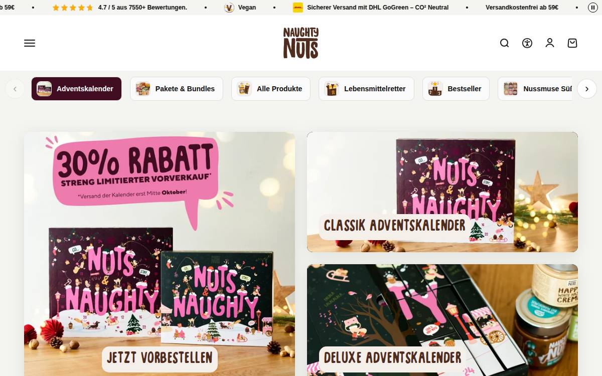 Naughty Nuts website preview