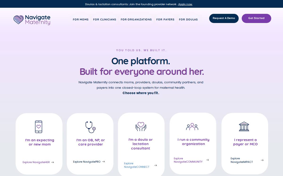 Navigate Maternity website preview