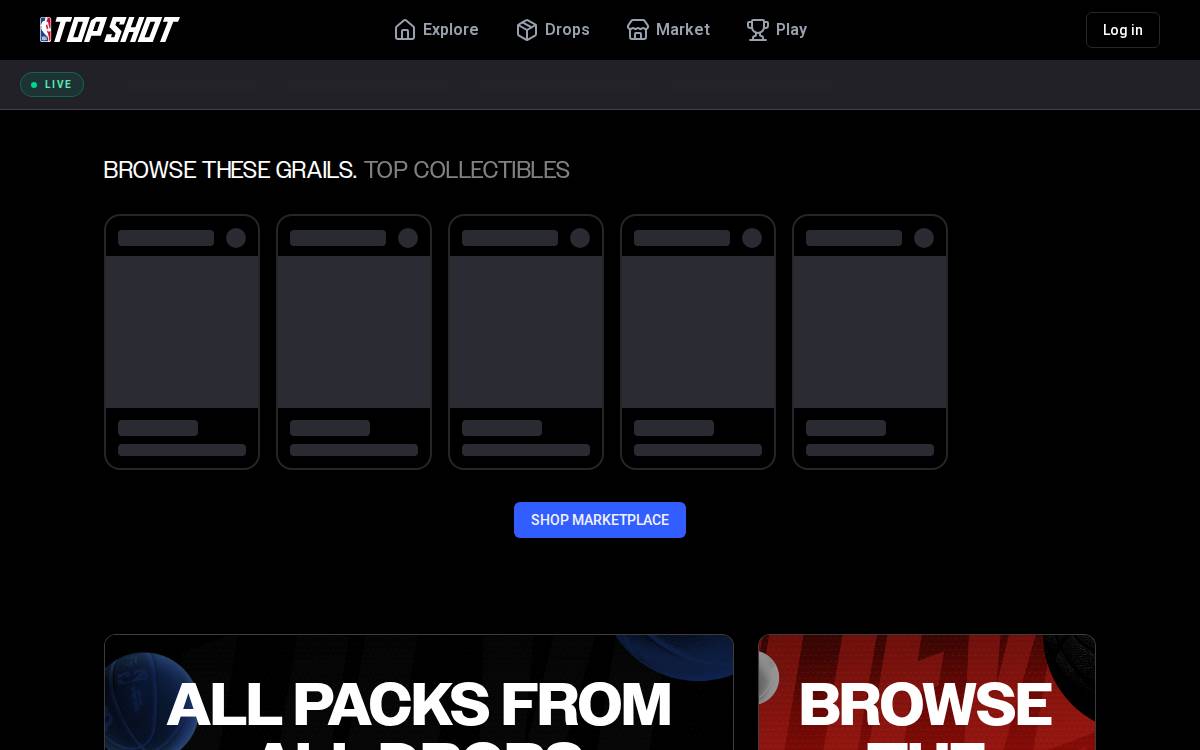 NBA Top Shot website preview