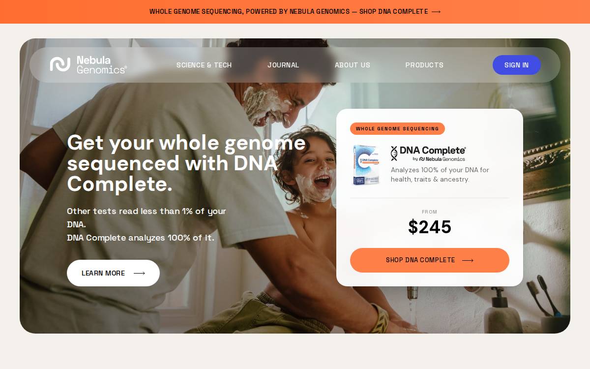 Nebula Genomics website preview