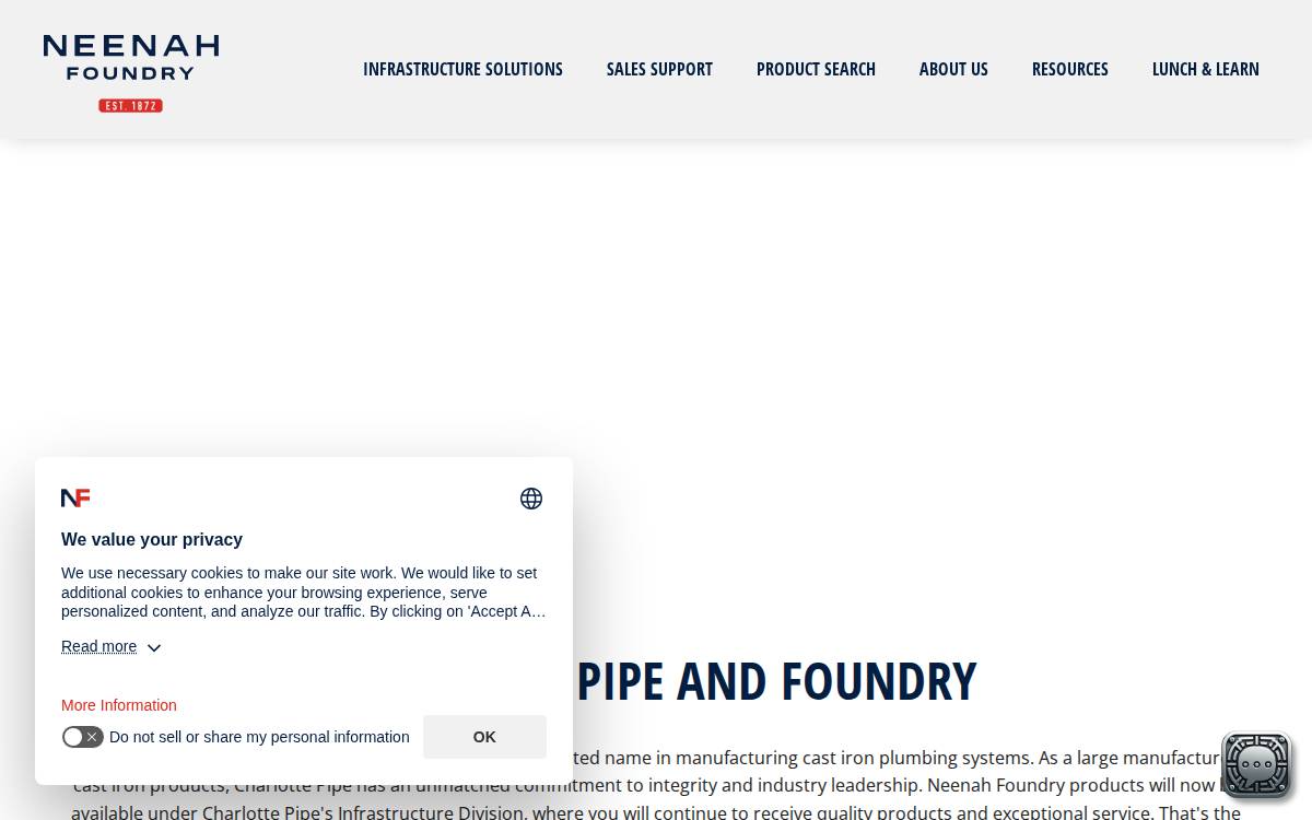 Neenah Foundry website preview