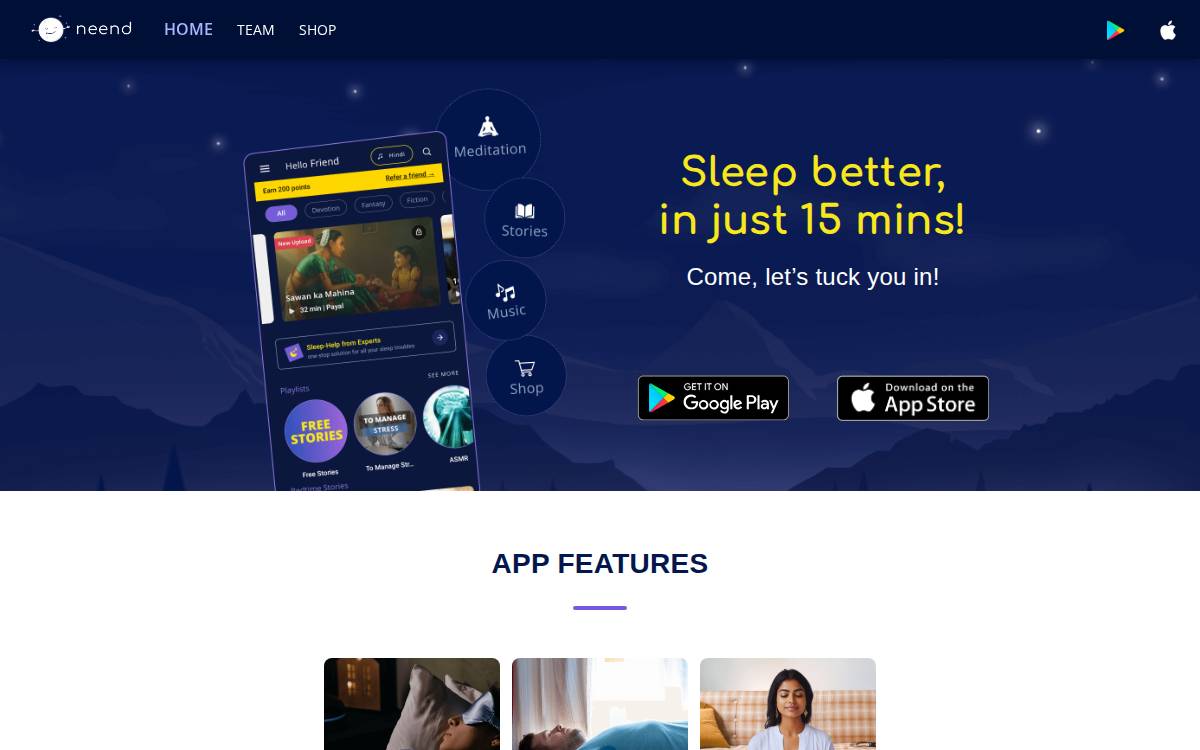 Neend website preview