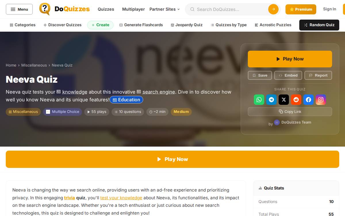 Neeva website preview