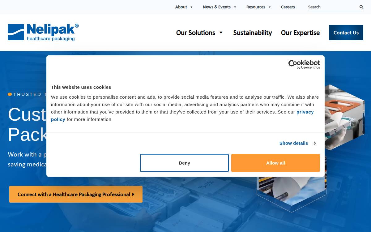 Nelipak Healthcare Packaging website preview