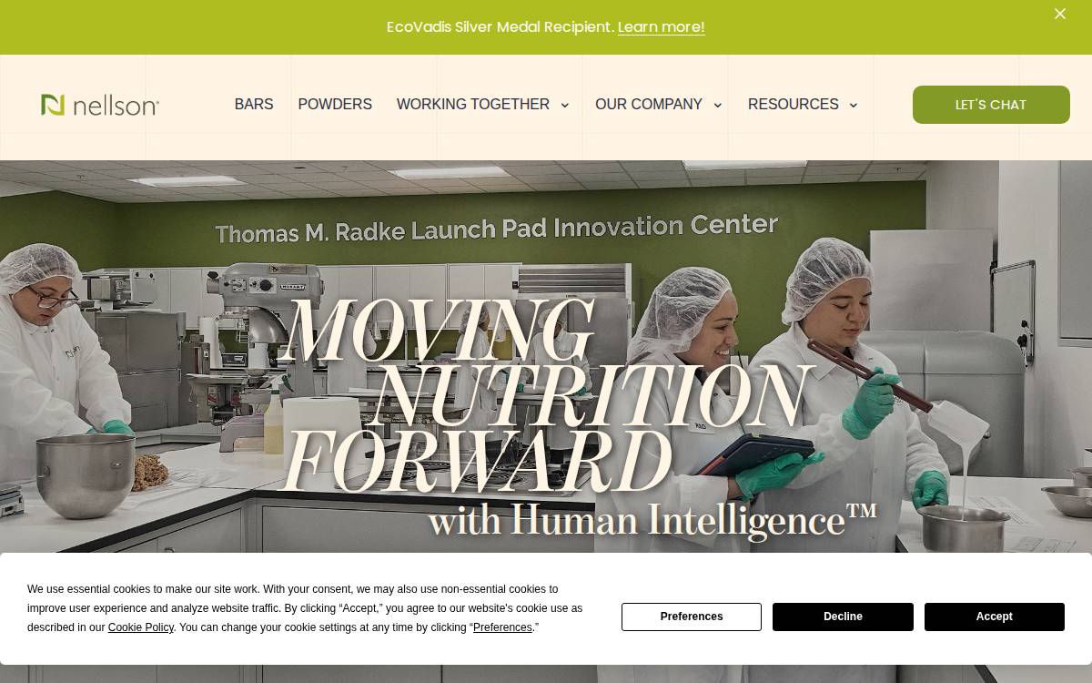 Nellson Nutraceutical website preview