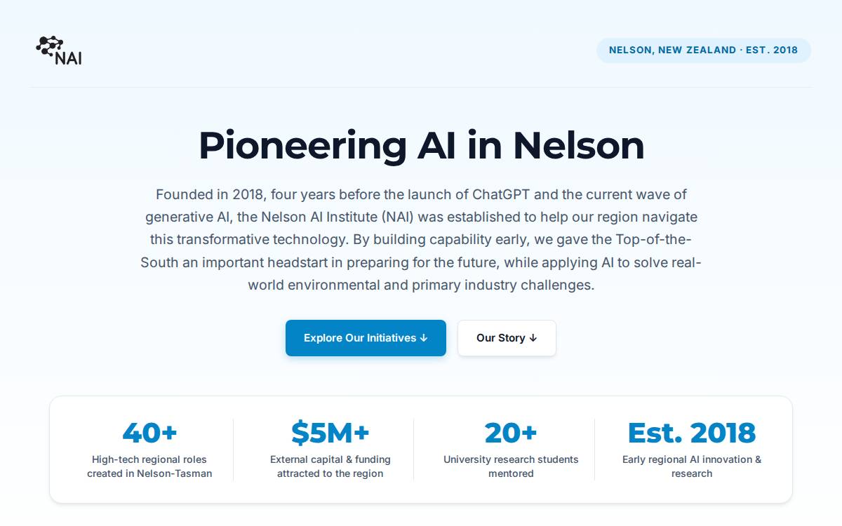 Nelson AI Institute website preview
