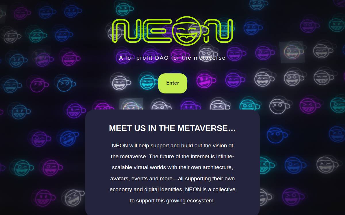Neon DAO website preview