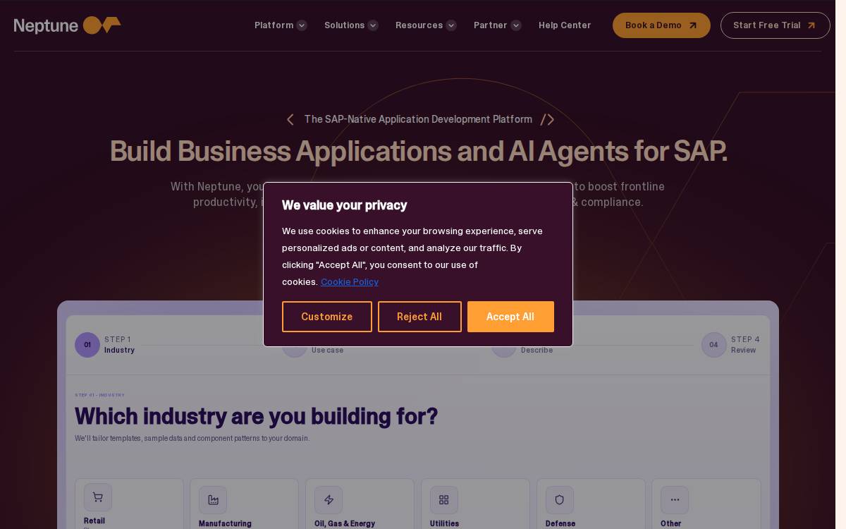Neptune Software website preview