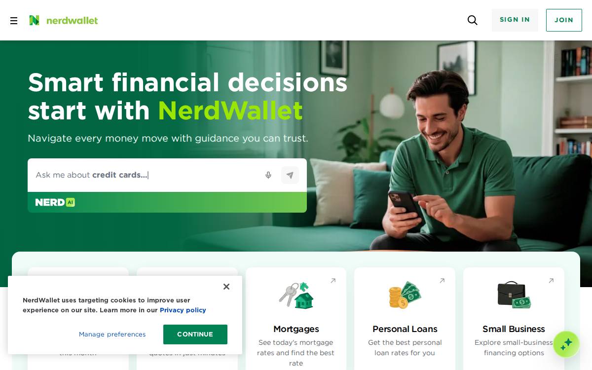 Nerd Wallet website preview
