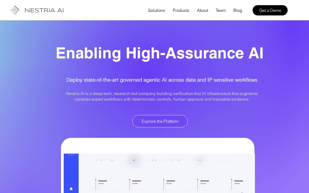 Nestria website preview
