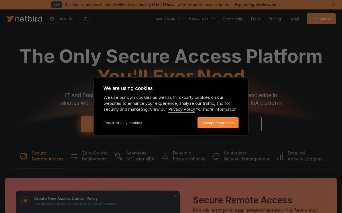 NetBird website preview