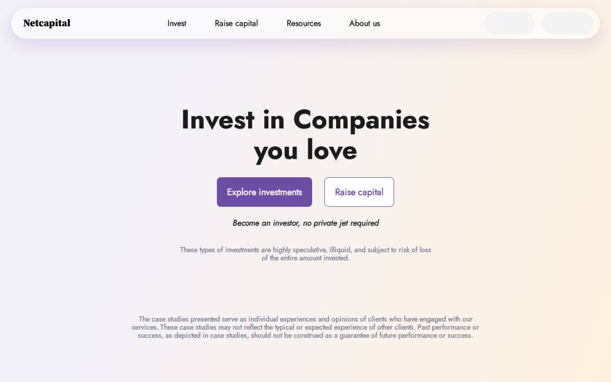 Netcapital website preview