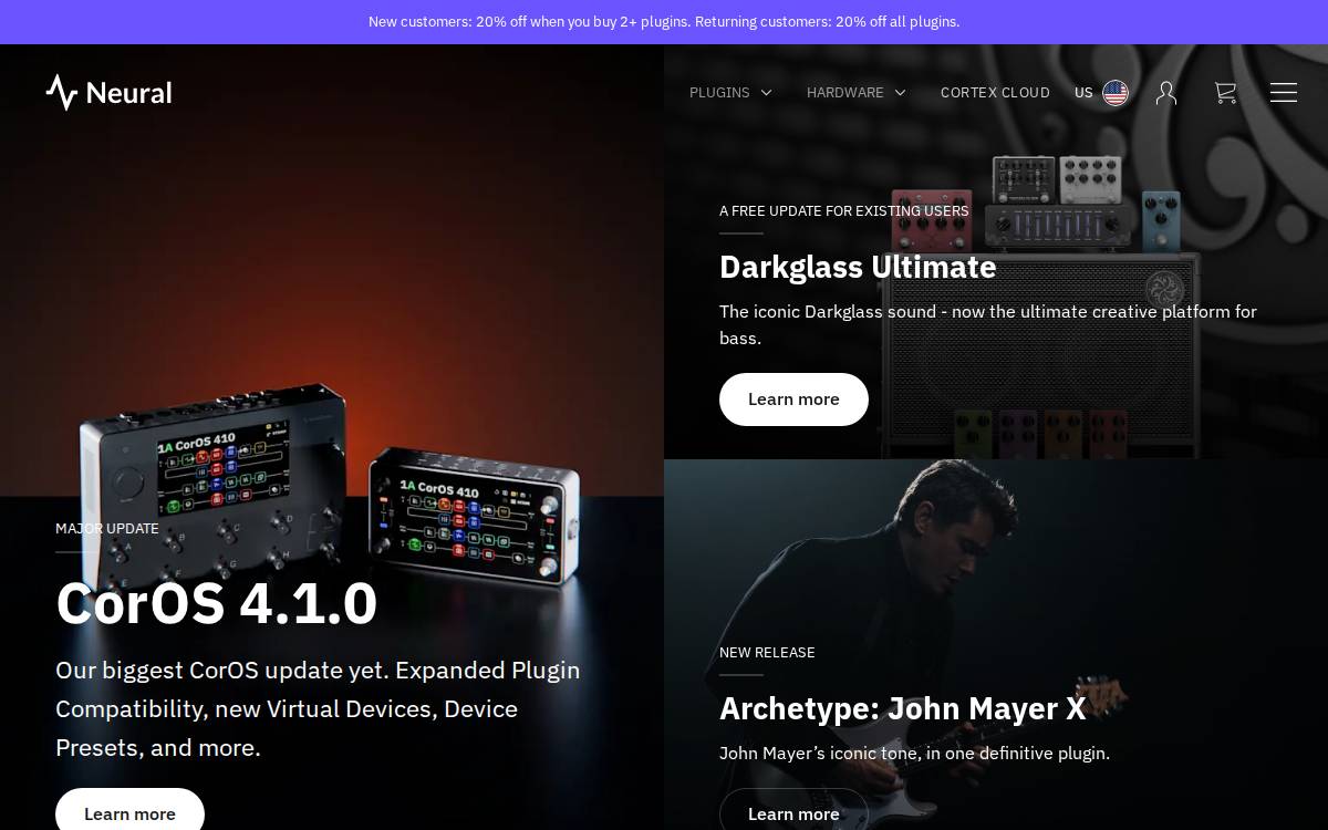 Neural Dsp website preview